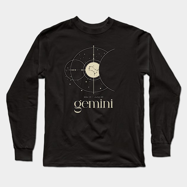 Aesthetic Gemini Star Constellation Zodiac Sign Astrology Horoscope Long Sleeve T-Shirt by Vermint Studio